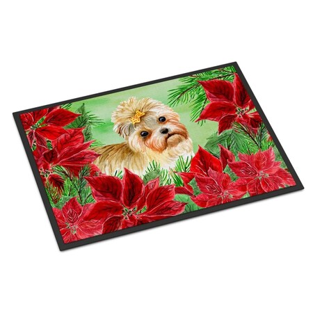 Carolines Treasures Morkie Poinsettas Indoor or Outdoor Mat, 24 x 36 in. CK1316JMAT